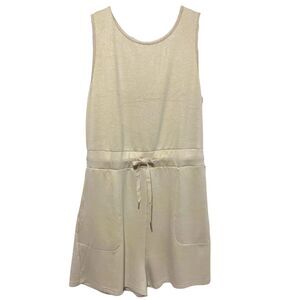 New Tan Sleeveless Romper One Piece Jumpsuit Loose Shorts Scoop Neck Romper